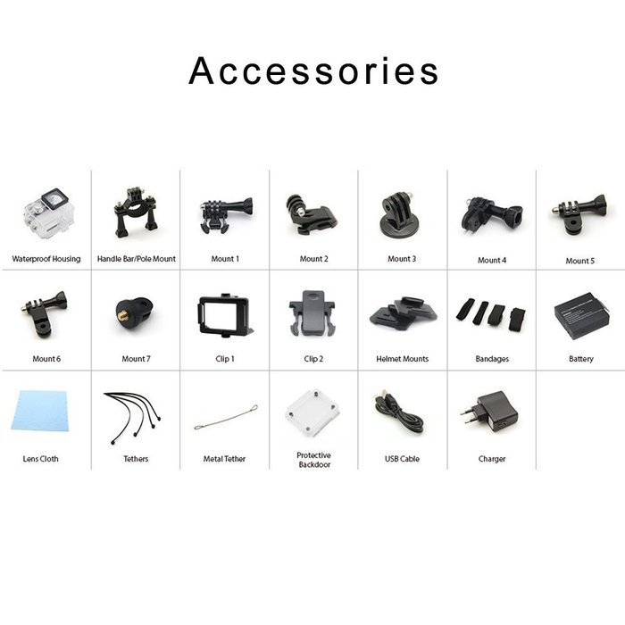 Action Camera, D158 4K Sport Camera Full HD 1080P 2.0 Inch Display Wide Angle Wifi Mini Camera