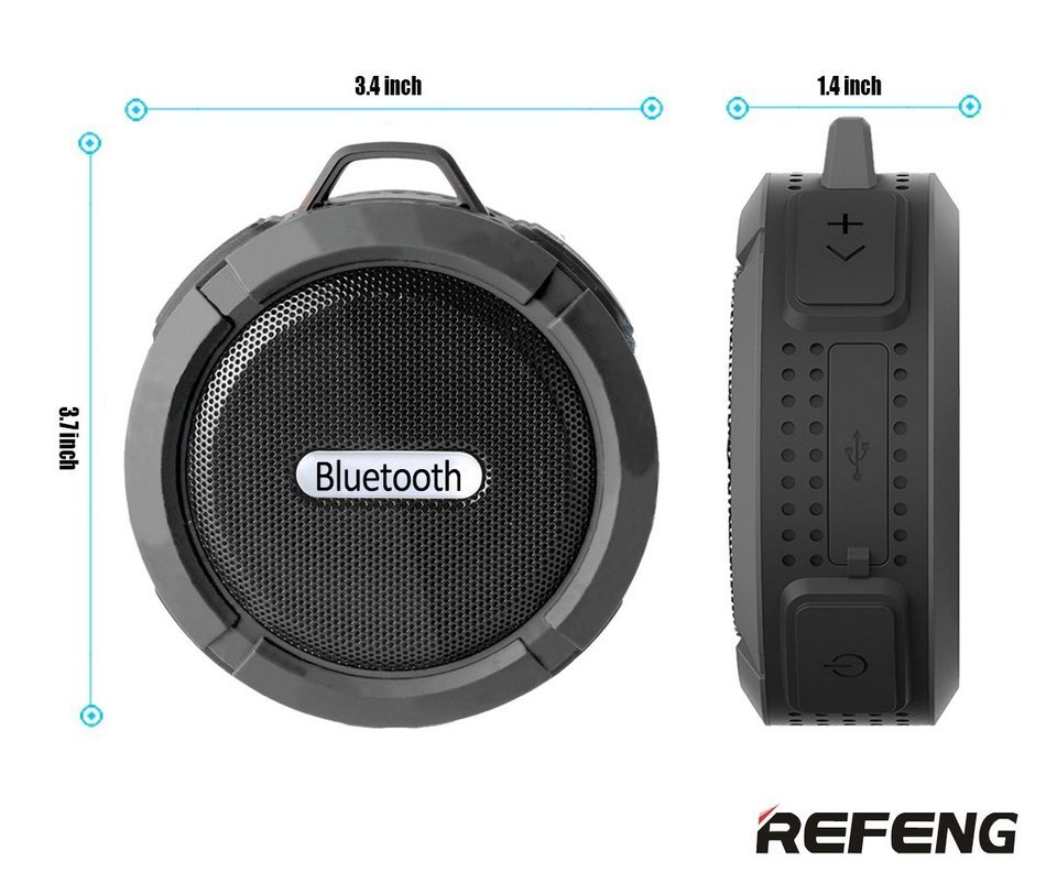 ReFeng RF573 HD Waterproof Bluetooth 3.0 Wireless Speaker w/ Mic, Suction Cup, Hook & Bike Rack for Indoor (Shower...