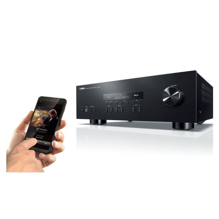 Yamaha R-S202 Bluetooth Stereo Receiver with Audio Technica AT-LP60-USB USB & Analog Stereo Turntable (Black)