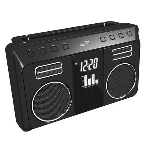 iLive Bluetooth Retro Portable Boombox with Digital FM Radio (PLL) & 20 FM Station Presets, Built-In Rechargeable...