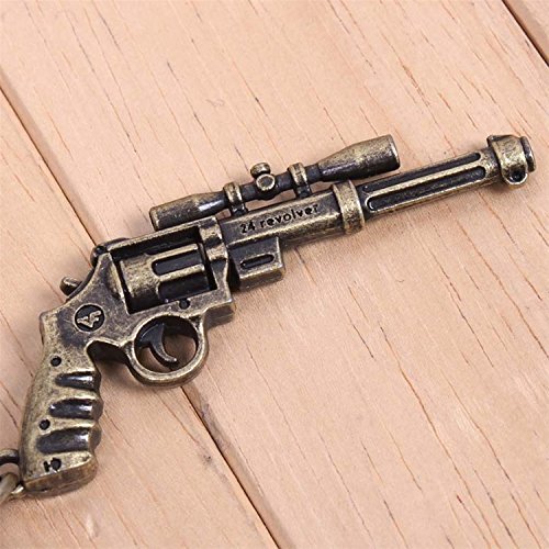 Catchnew&reg; Gun Necklace Retro Revolver Pistol Cow Leather Cord Pendant Long Necklace