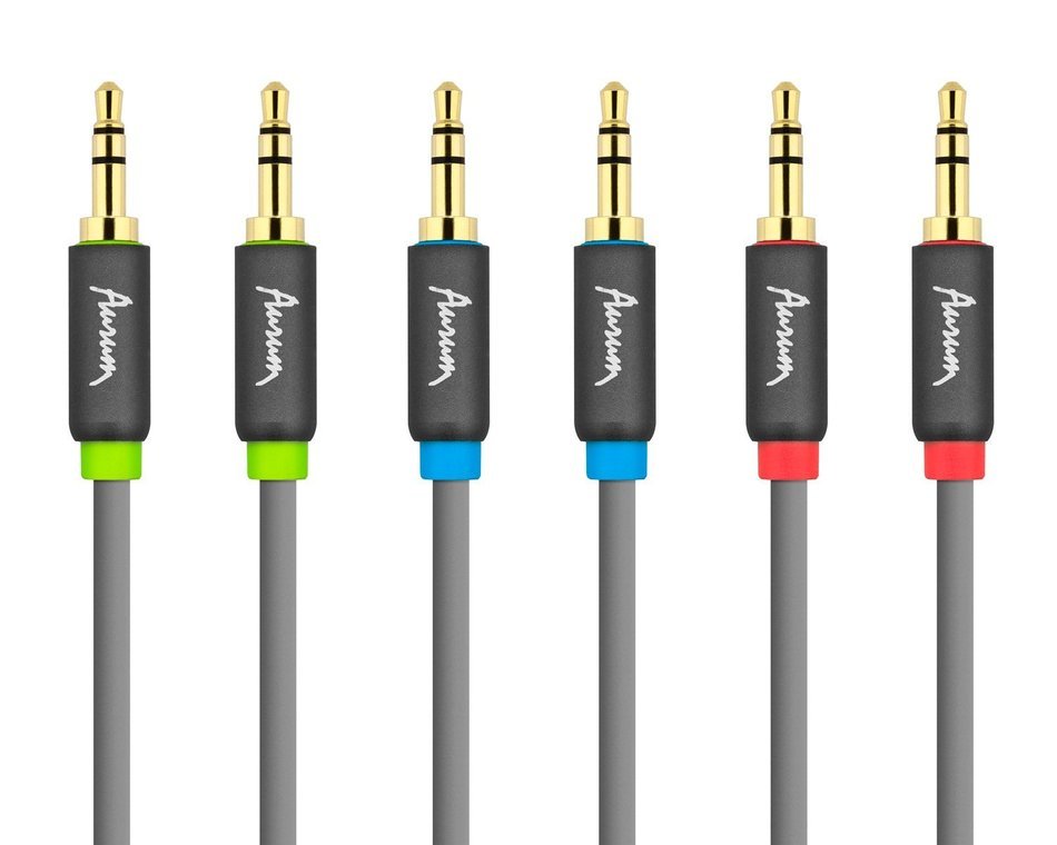 Aurum Cables Male to Male 3.5mm Universal 24K Gold Plated Auxiliary Audio Stereo Cable with 3 6.35mm Male to 3.5mm... N23