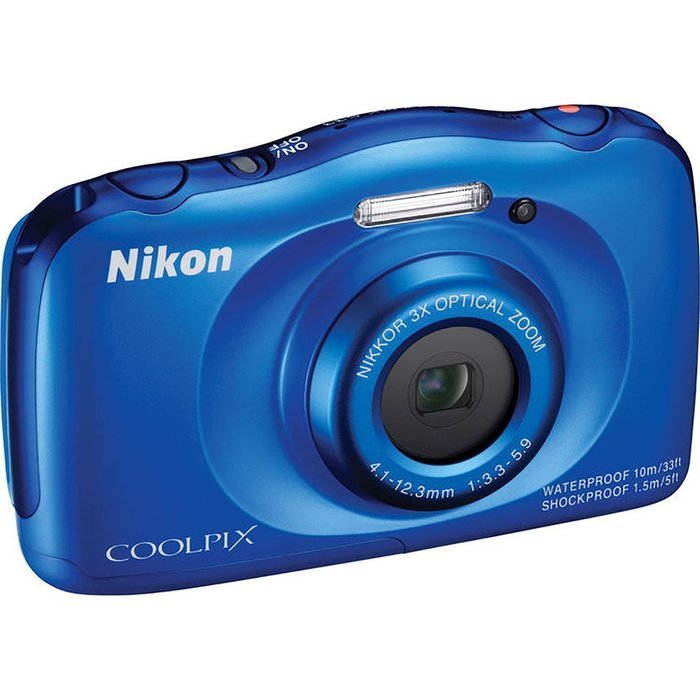 Nikon COOLPIX S33 Digital Waterproof & Freezeproof Full HD 1080p Camera (Blue) + 32GB Class 10 Memory Card + Backup... N2