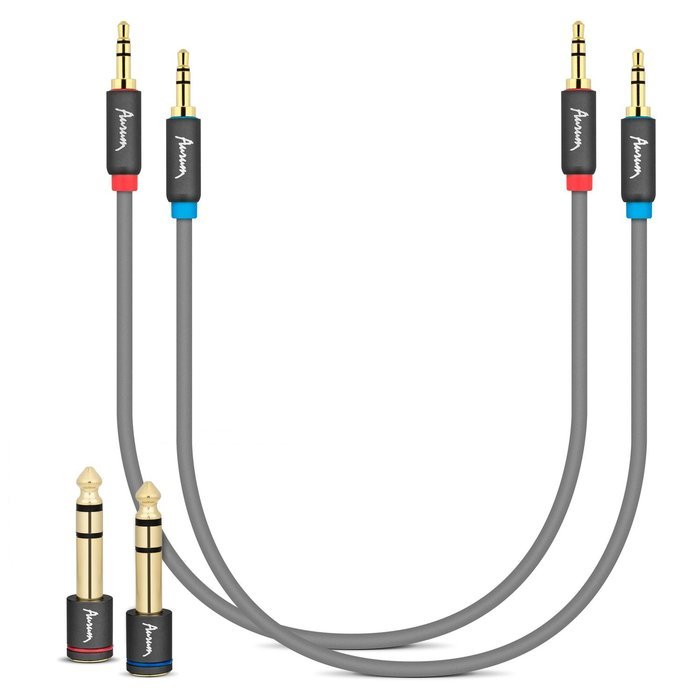 Aurum Cables Male to Male 3.5mm Universal 24K Gold Plated Auxiliary Audio Stereo Cable with 3 6.35mm Male to 3.5mm... N27