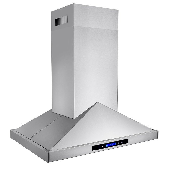 Golden Vantage 36" Island Mount LED Display Touch Control Stainless Steel Kitchen Cooking Fan Range Hood N5