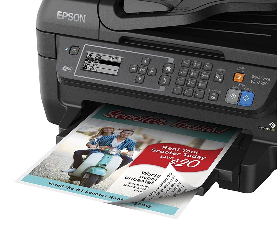 Epson WF-2750 All-in-One Wireless Color Printer with Scanner, Copier & Fax N2