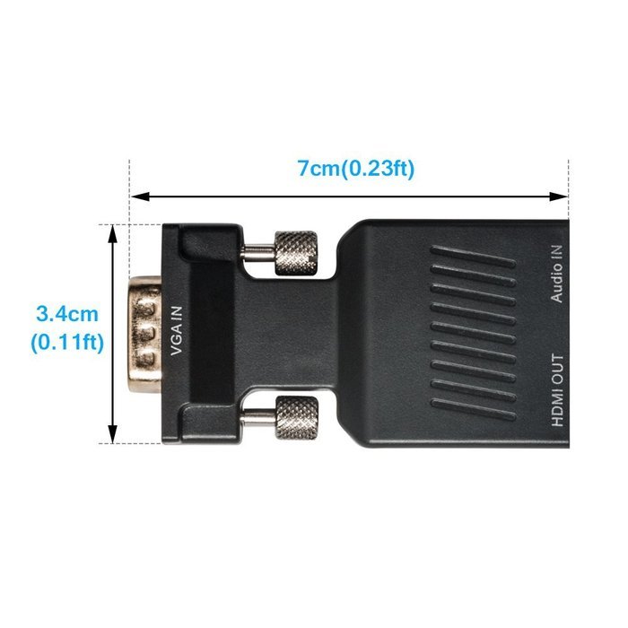 VGA to HDMI Adapter, VANDESAIL&reg; HDMI Female to VGA Male Converter Gold Plated Plug with Audio Cable for PC HDTV... N32