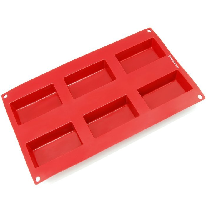 Freshware SL-133RD 8-Cavity Square Silicone Mold for Soap, Bread, Loaf, Muffin, Brownie, Cornbread, Cheesecake... N8