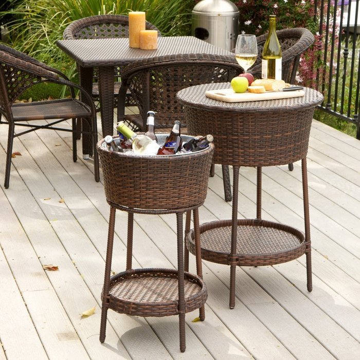 Lambert Wicker Beverage Ice Chest - 2 pc Set N4