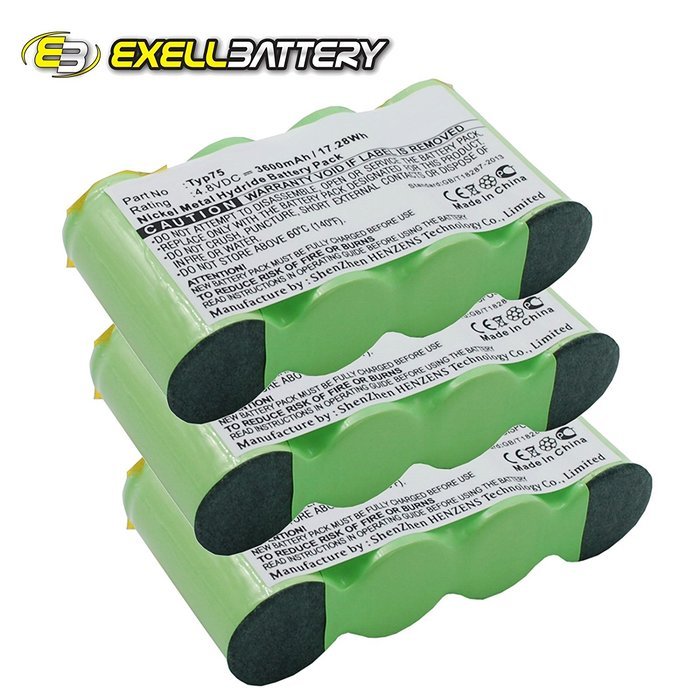 3x Ni-MH 4.8V Battery Replaces AEG Type 75 Fits AG64X Liliput Vacuum Cleaners N4
