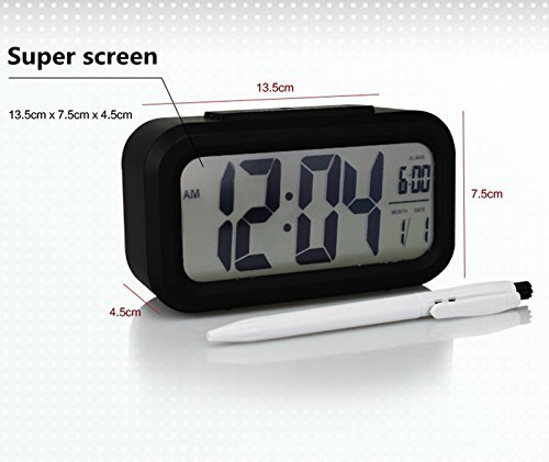 Elitek AC-8 Digital Silence LCD Alarm Clock LED Light Snooze / Backlight Digit Time Date Calendar