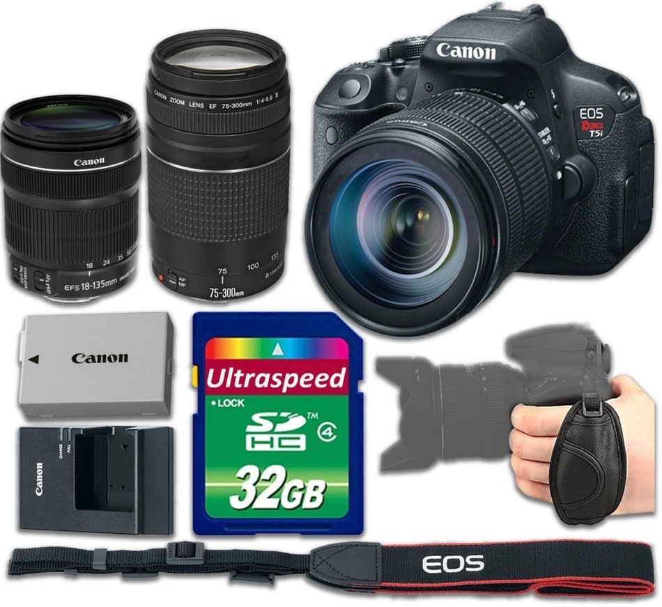 Canon T5i Camera Bundle with Canon EF-S 18-135mm f/3.5-5.6 IS STM Lens + Canon EF 75-300mm f/4-5.6 III Lens +...