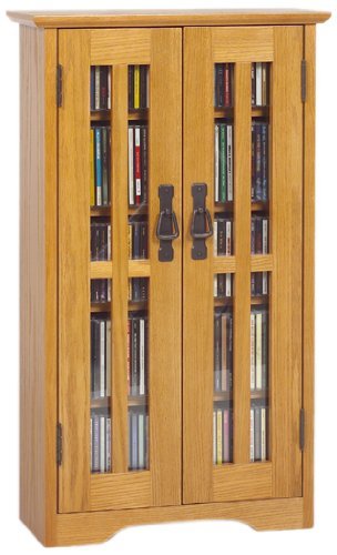 Leslie Dame M-190W Wall Mounted Mission Style Media Storage Cabinet, Walnut N4