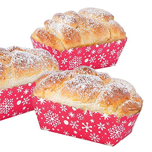 Sweet Creations 6 Count Snowflake Paper Bakeware Loaf Pans, Red