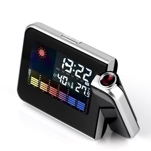 YXGOOD LED Backlight/Color Display w,Digital Projection Weather LCD Snooze Alarm Clock