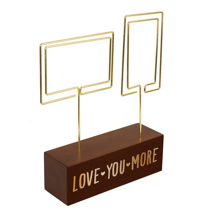 Eccolo PC101A Desktop 2-Photo Clip Holder with Wood Block Base, Love You More