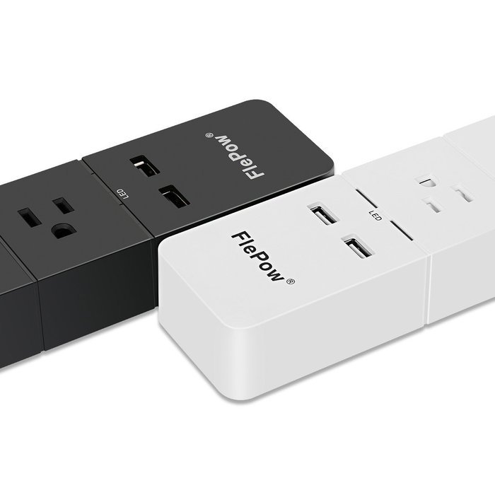 FlePow 1250W/10A 3-Outlet Power Strip with 3 USB Charging Ports