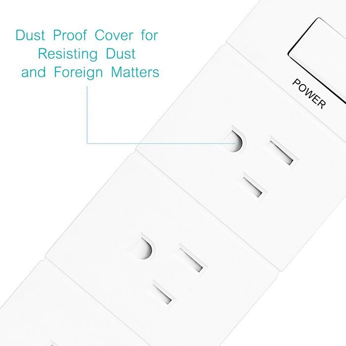 FlePow 1250W/10A 3-Outlet Power Strip with 3 USB Charging Ports N3