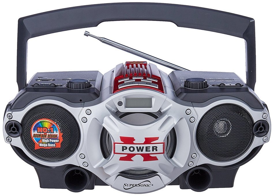 Supersonic SC1395RD USB/SD/AUX/Radio Portable Audio Player, Red N2