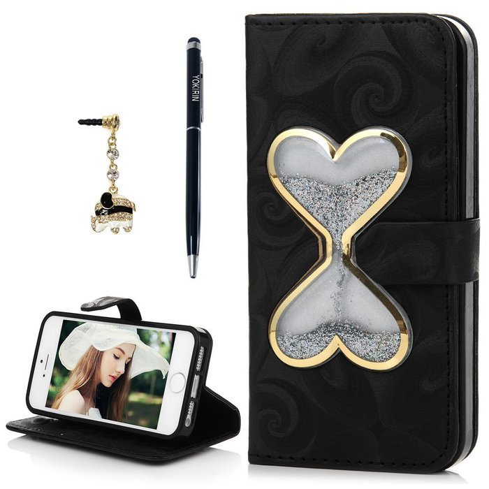 iPhone SE Case, iPhone 5/5S Case,YOKIRIN Stand Wallet Premium PU Leather with Handmade Flowing Glitter Liquid... N7