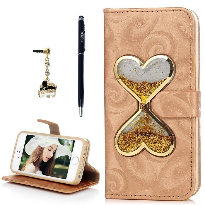 iPhone SE Case, iPhone 5/5S Case,YOKIRIN Stand Wallet Premium PU Leather with Handmade Flowing Glitter Liquid... N9