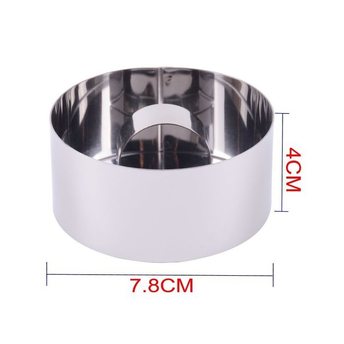 FUBARBAR Mini Cake Cutter Mold Decorating Pastry Ring with Pusher 3 X 2 Inch Stainless Steel Assorted Shape(Round) N6
