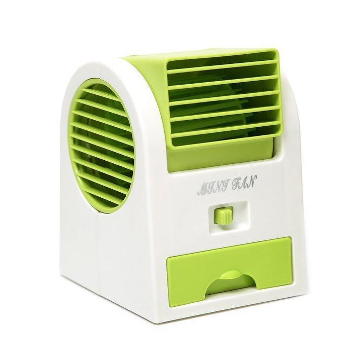 Water & Wood Adjustable Angles Scented USB Electric Air Conditioning Mini Fan Air Cooler Green