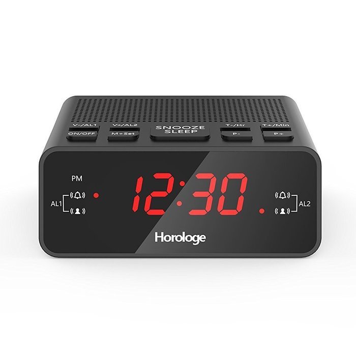 Horologe Alarm Clock Radio with Dual Alarms, AM/FM Radio, 0.6&rdquo; Digital LED Display and Battery Backup in case... N2