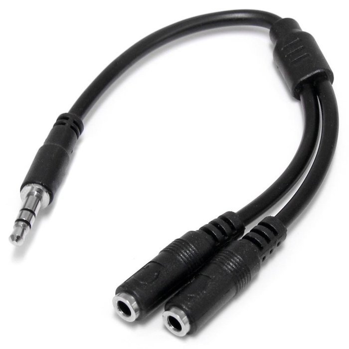 StarTech.com Black Slim Mini Jack Headphone Splitter Cable Adapter - 3.5mm Audio Mini Stereo Y Splitter - 3.5mm... N3