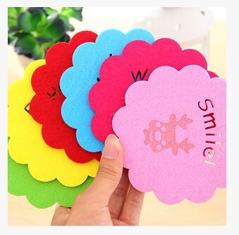 Cartoon multicolour coasters high temperature resistant non-woven bowl cup pad placemat heat insulation mat N3