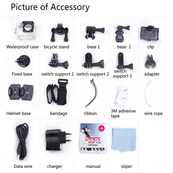SZMWL Action Sports Camera 7000 Waterproof WIFi Action Camera 12MP 1080P HD 2.0"LCD + 170&iexcl;&atilde;Wide Angle Lens Diving... N5
