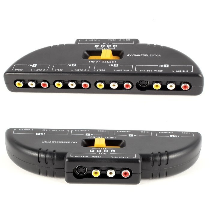 Allnice&reg; 4 Way Audio Video AV Switch Switcher 4 Input 1 Output Selector Splitter Box with RCA Cable