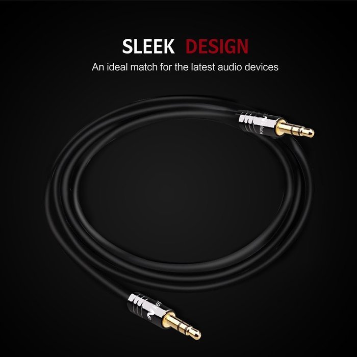 Keluoer Slim 3.5mm Premium Auxiliary Audio Cable AUX Cable for Headphones, iPods, iPhones, iPads, Home / Car Stereos... N5