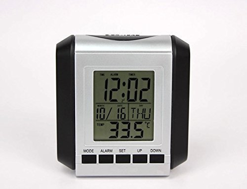 SIS 03- desktop Alarm Clock with Temperature,Calendar,time -Silver and black