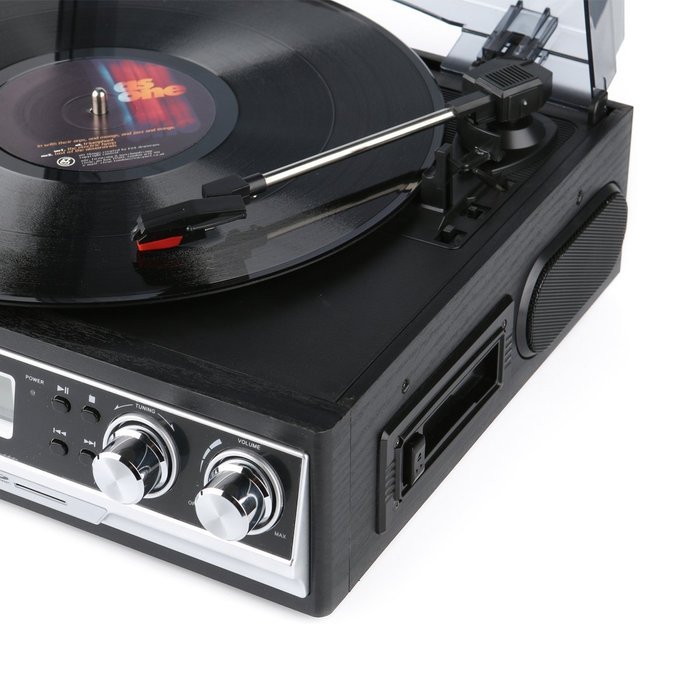Record Player Musitrend Belt Drive 3 Speed Turntable with LCD Display Supports USB/SD encoding to MP3, Cassette... N2