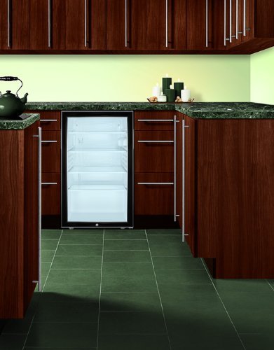 Summit SCR500BLBI7TBADA: Commercially listed ADA Compliant 20" wide glass door all-refrigerator for built-in use... N2
