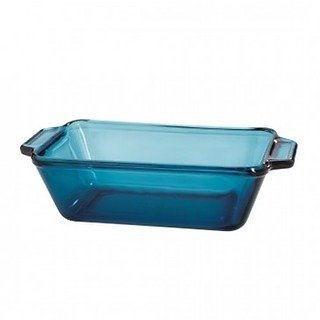 Anchor Hocking Glass Rio 1.5 Quart Bread Loaf Pan Coastal Blue