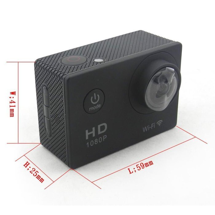 Generic WiFi Action Camera 12MP 1080P H.264 1.5 Inch 170&iexcl;&atilde; Wide Angle Lens Waterproof Diving HD Camcorder Car DV N3