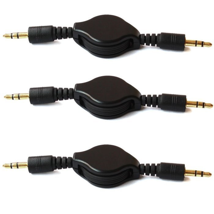 ANRANK AK3580ACB 3.5 mm Auxiliary Audio Cable Cord for iPod/iPhone/Zune/Car Stereo/MP3 (Black, 3 Pack)