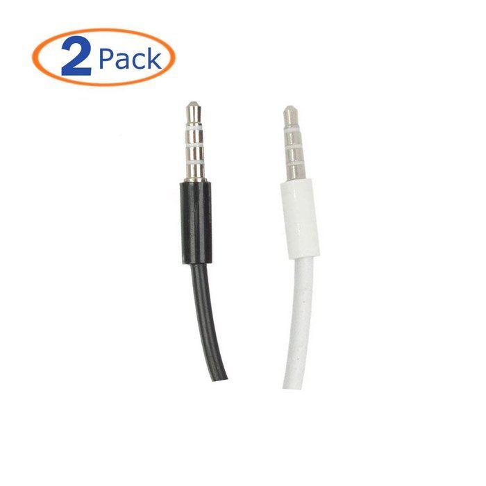 Conwork 2-Pack 3.5mm 4-Pin Universal Male to Male Auxiliary Extension ...