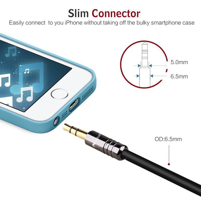 Keluoer Slim 3.5mm Premium Auxiliary Audio Cable AUX Cable for Headphones, iPods, iPhones, iPads, Home / Car Stereos... N7