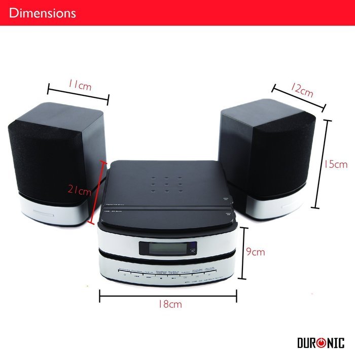 Duronic RCD144 Micro Hi-Fi Audio System with CD/MP3 CD/USB/AM/FM Radio/SD Card/Remote Control/AUX N7