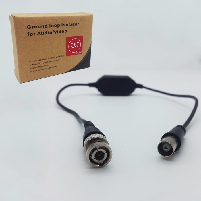 WOTOW 2PCS 18" CCTV BNC Male to Female Coaxial Ground Loop Isolator Buildin Video Balun Transceiver N5