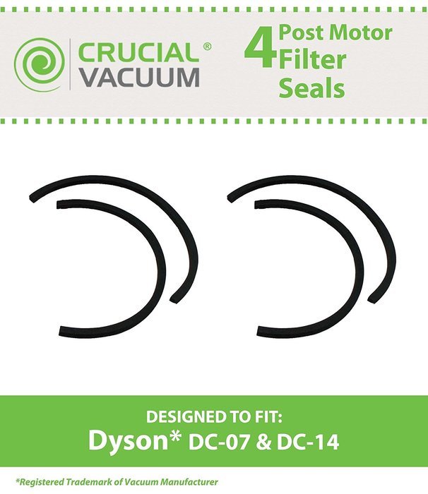 4 Dyson DC07 & DC14 Post Motor HEPA Filter Seals, Fits Dyson DC07 & DC14 Vacuums, Designed & Engineered by Crucial...