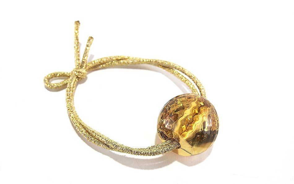 Nkisup Acrylic Ball Decorate Elastic Hair Band Hair Accessories Holder (Gold)