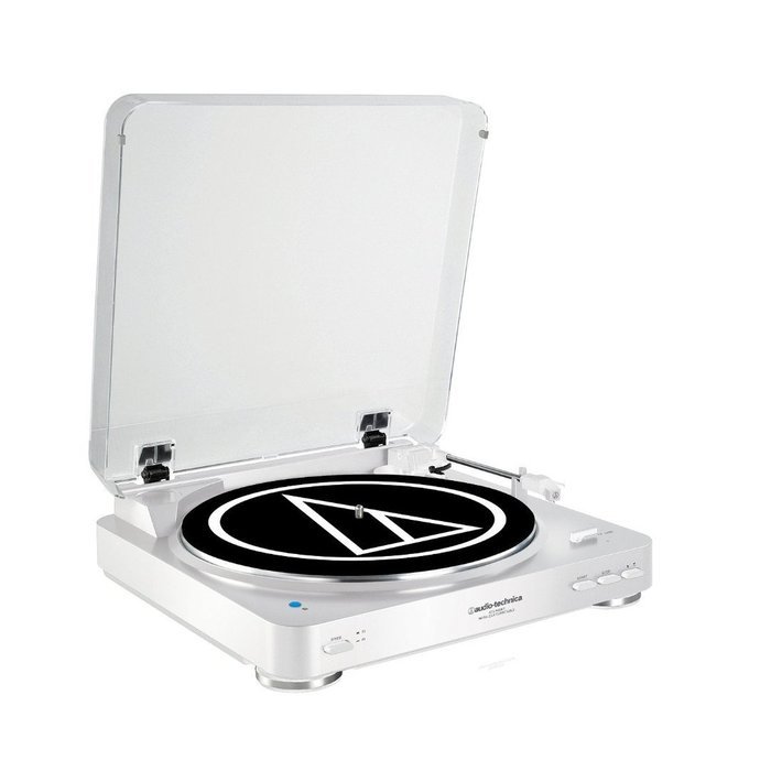 Audio Technica AT-LP60WH-BT Bluetooth Automatic Turntable (White) w/ Samson BT3 Monitors & Knox Carbon Fiber Vinyl...