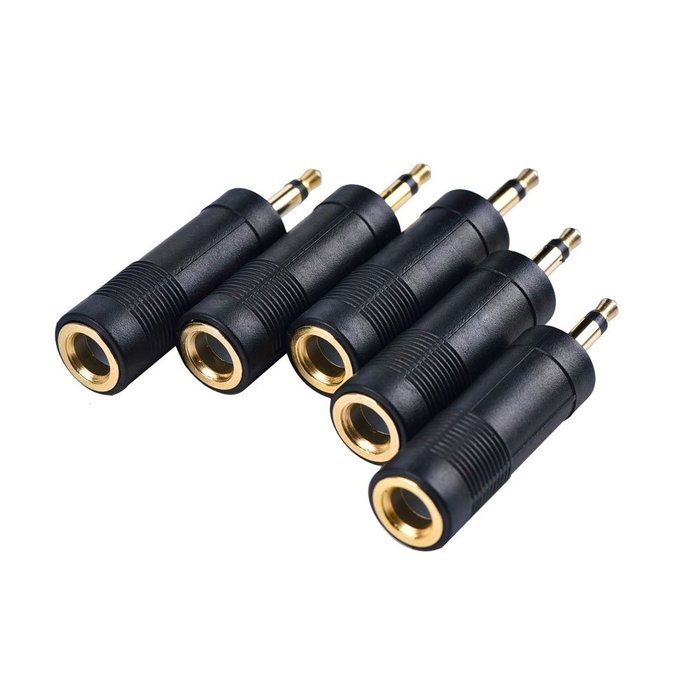 eBoot Stereo Jack Adapter 3.5 mm (1/ 8 Inch) Male to 6.35 mm (1/ 4 Inch) Female Audio Converter Adaptor, 5 Pieces