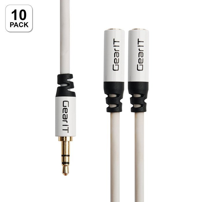 GearIT Pro Series Gold Plated 3.5mm Auxiliary Audio Stereo Y Headphone Splitter Extension Male to Female Cable... N5