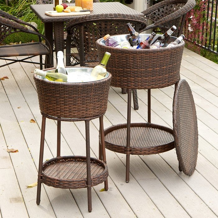 Lambert Wicker Beverage Ice Chest - 2 pc Set N5