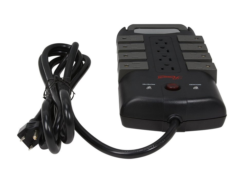 Rosewill Premium 12 Outlet Pivot-Plug Rotating Outlet Power Surge Protector with RJ11 and Coax Protection, RHSP...
